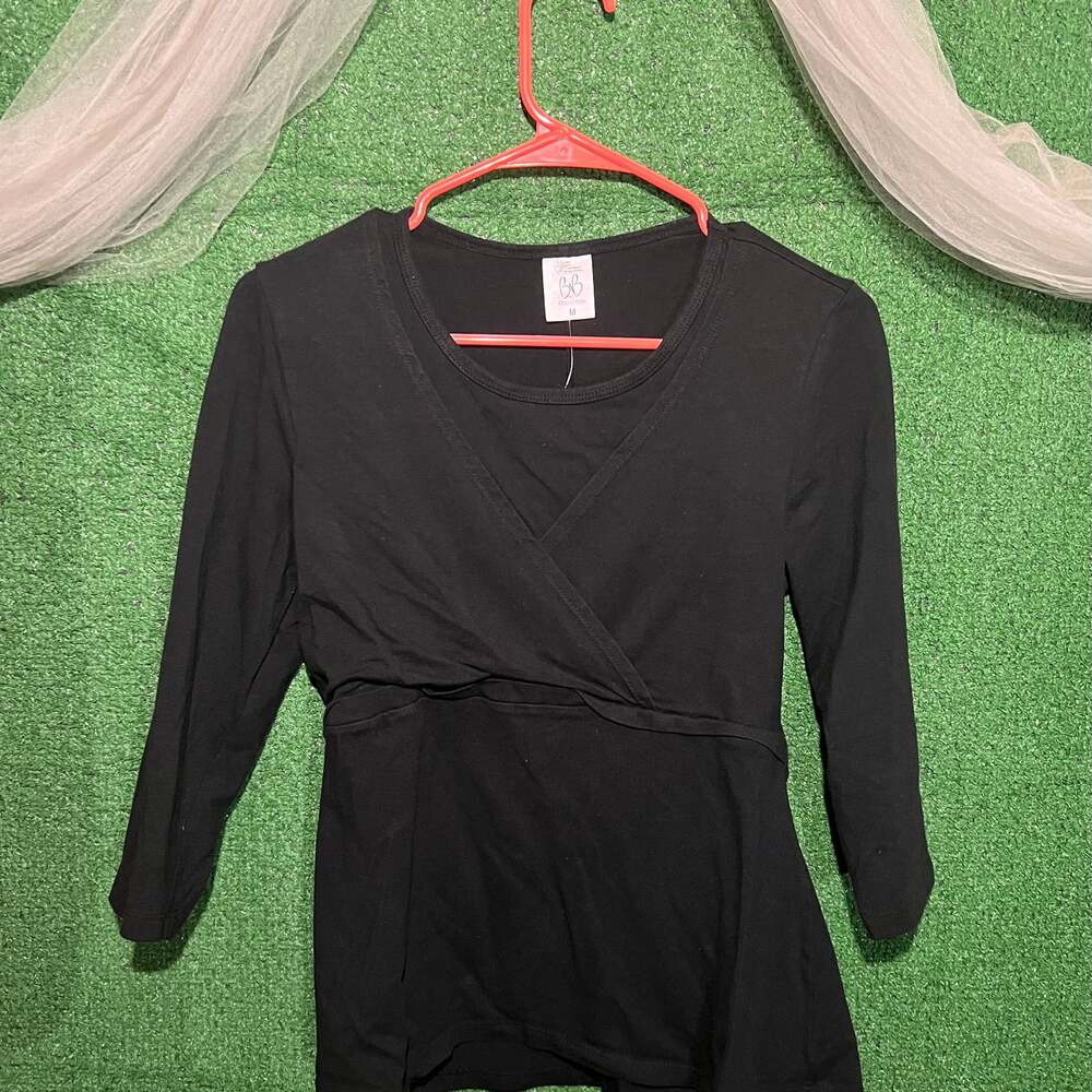Breast is Best Wrap Stretch Swing Top Black